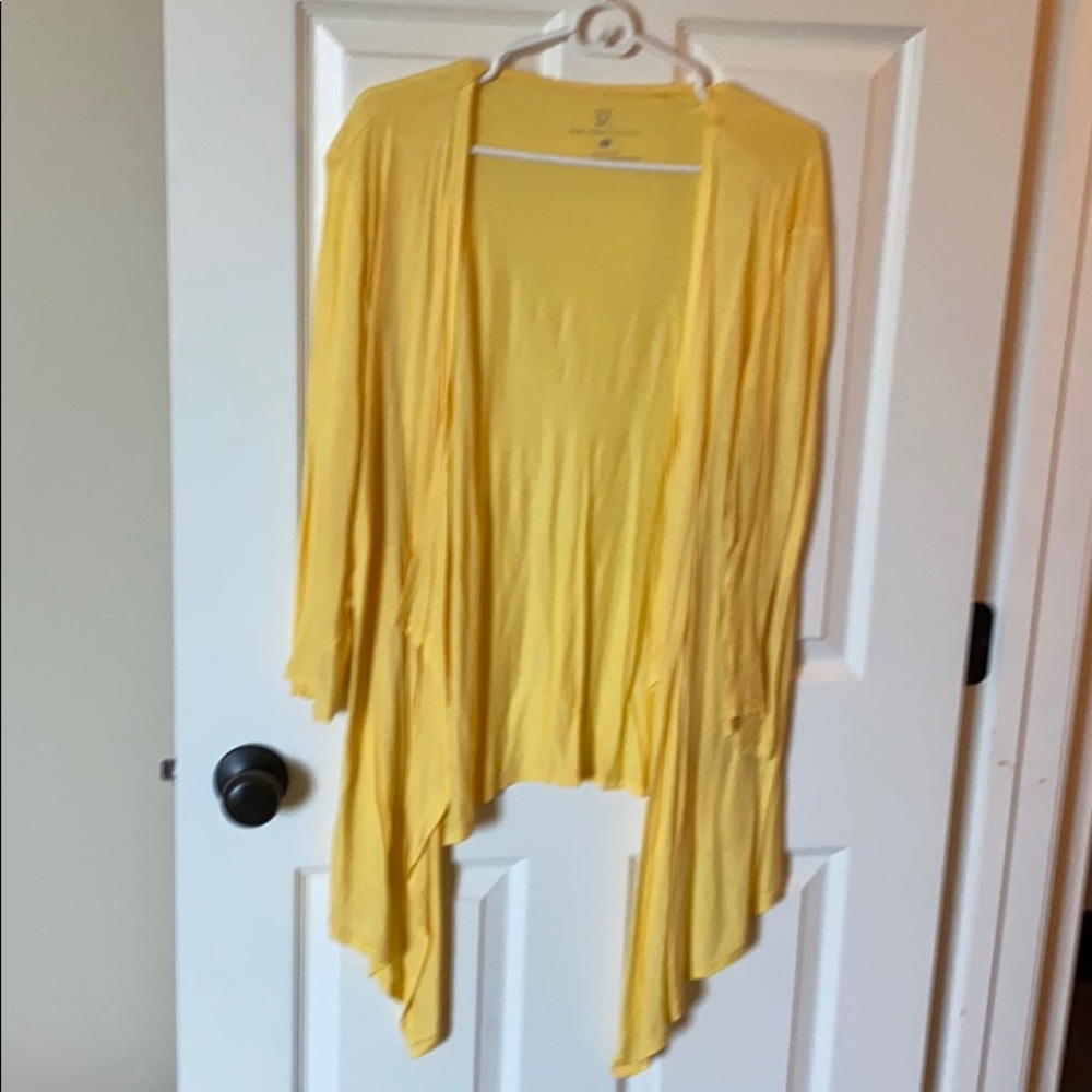 New York and Company yellow flowy cardigan